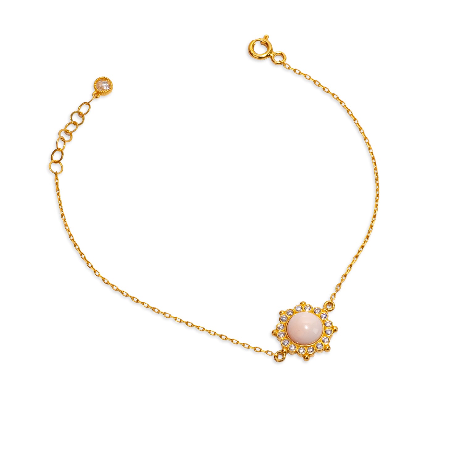 Sun Pink Opal 24K Gold Bracelet - Gold Vermeil Bracelets - Pretland | Spiritual Crystals & Jewelry