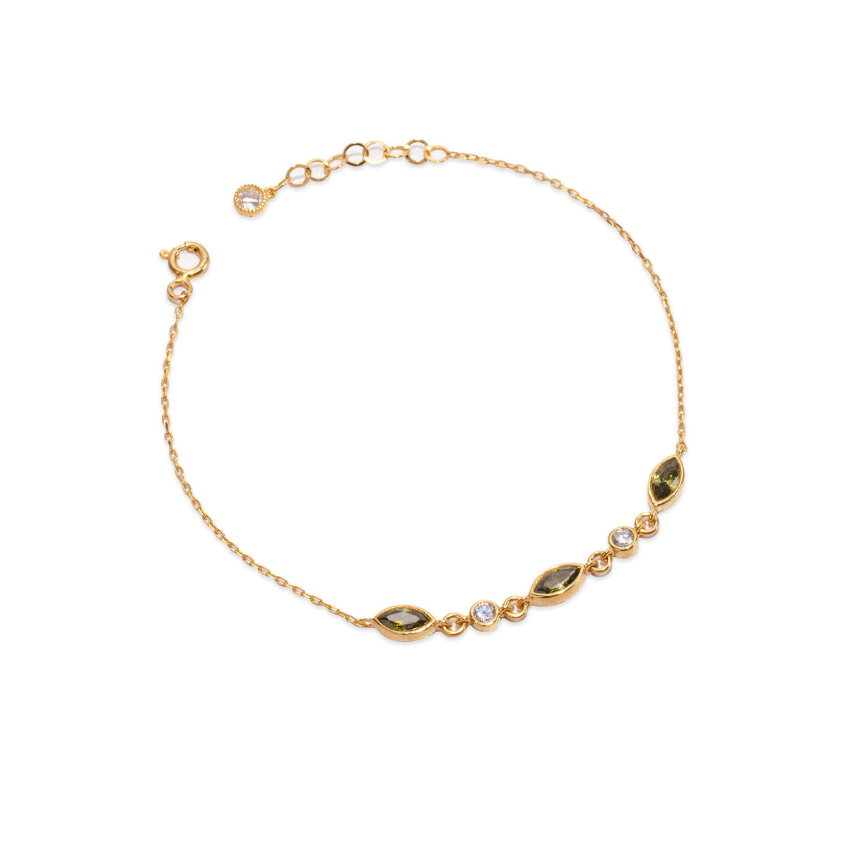 Vivian Green Quartz 24K Gold Bracelet - Gold Vermeil Bracelets - Pretland | Spiritual Crystals & Jewelry