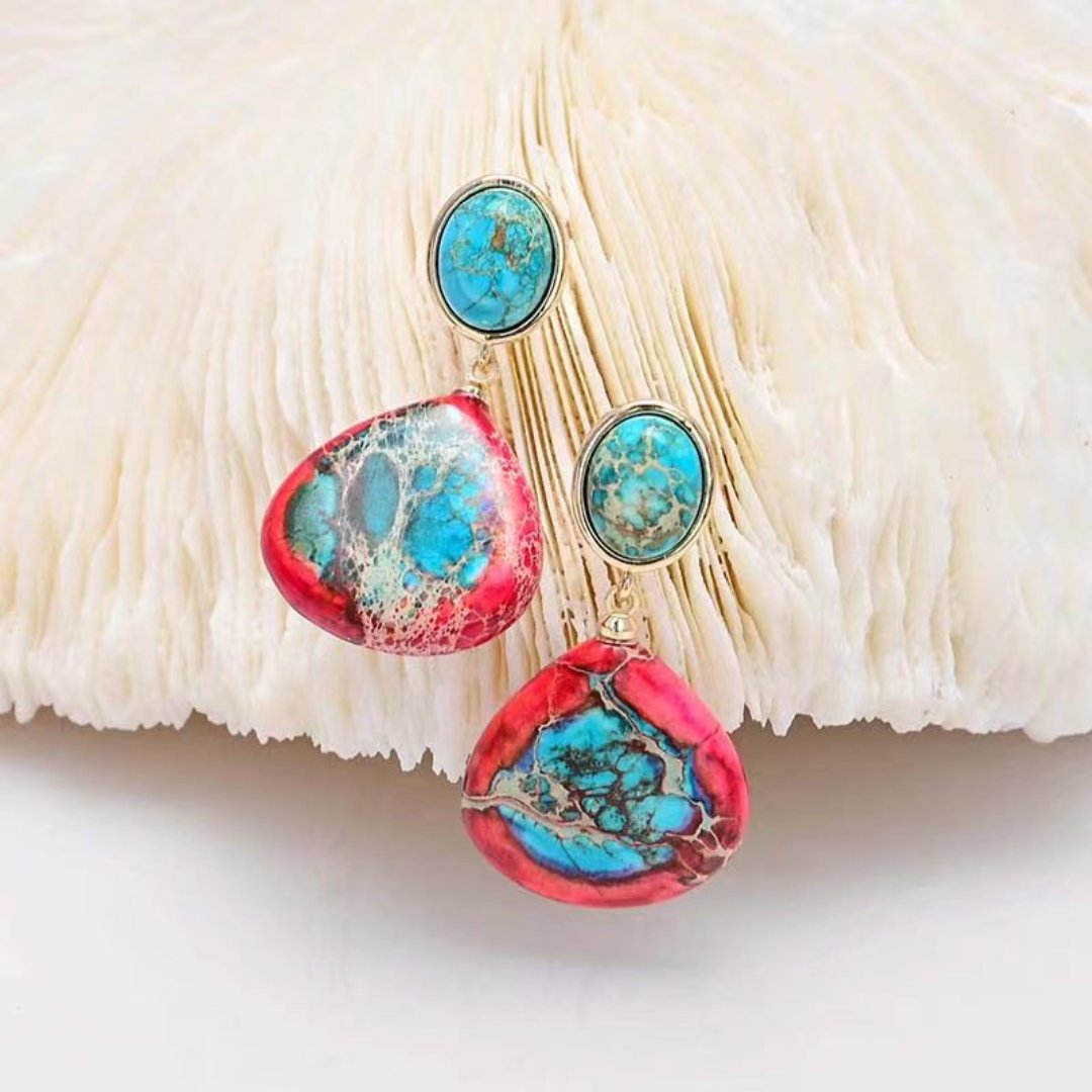 Spiritual Natural Emperor Stone Earrings - Earrings - Pretland | Spiritual Crystals & Jewelry