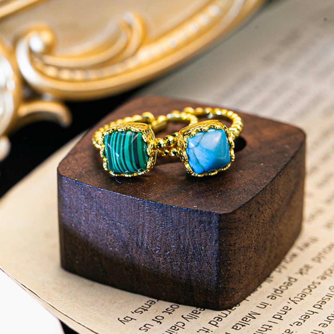 Elegant Malachite & Turquoise 925 Silver Rings - Rings - Pretland | Spiritual Crystals & Jewelry