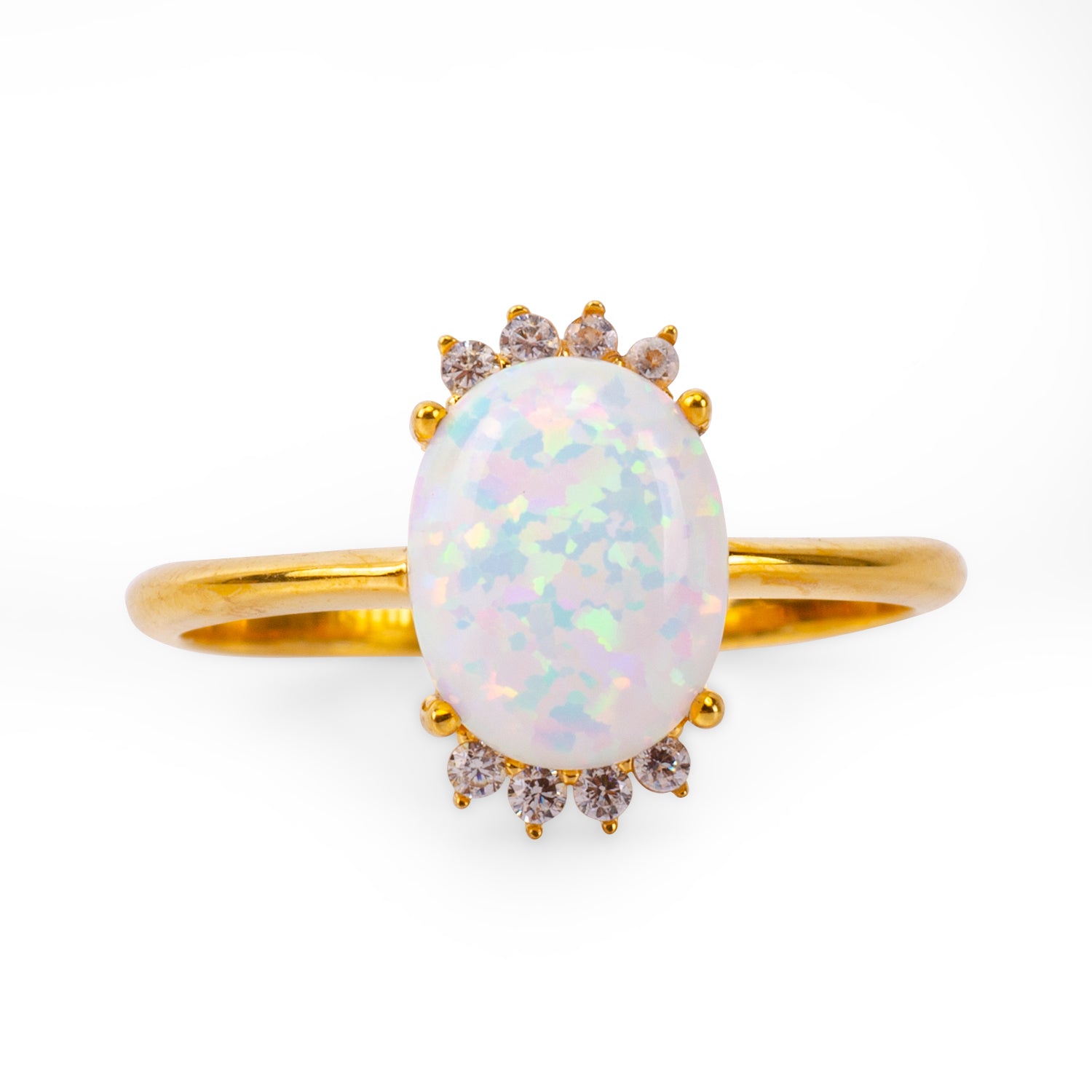 Princess Opal 24K Gold Ring - Gold Vermeil Ring - Pretland | Spiritual Crystals & Jewelry
