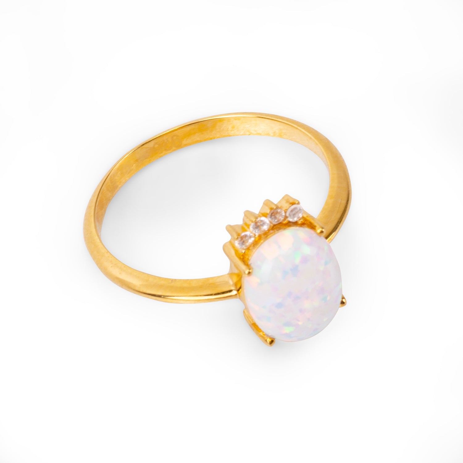 Princess Opal 24K Gold Ring - Gold Vermeil Ring - Pretland | Spiritual Crystals & Jewelry