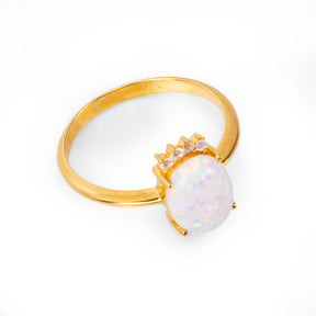 Princess Opal 24K Gold Ring - Gold Vermeil Ring - Pretland | Spiritual Crystals & Jewelry