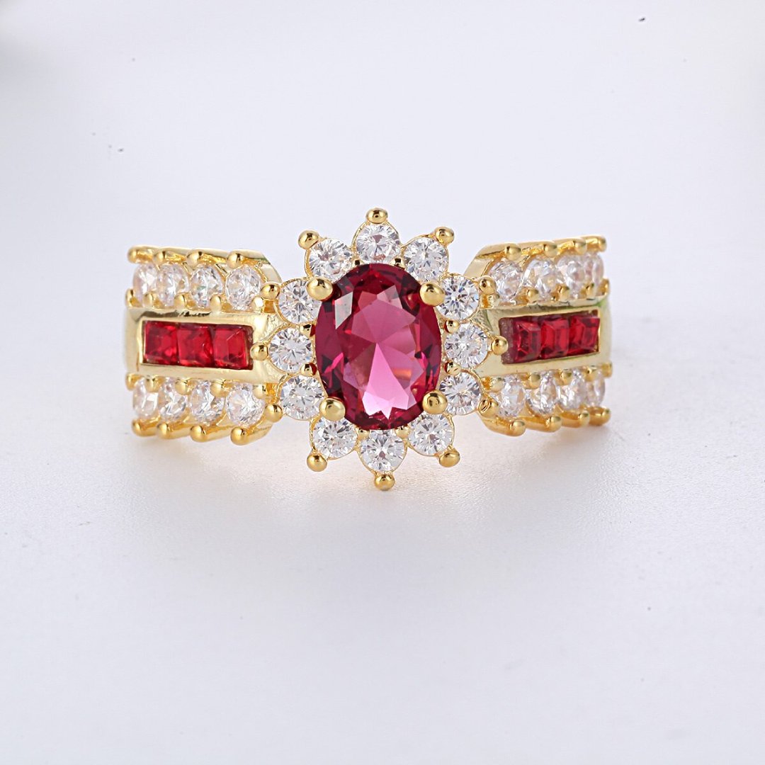 Elegant Blue & Red Zirconia Ring - Rings - Pretland | Spiritual Crystals & Jewelry