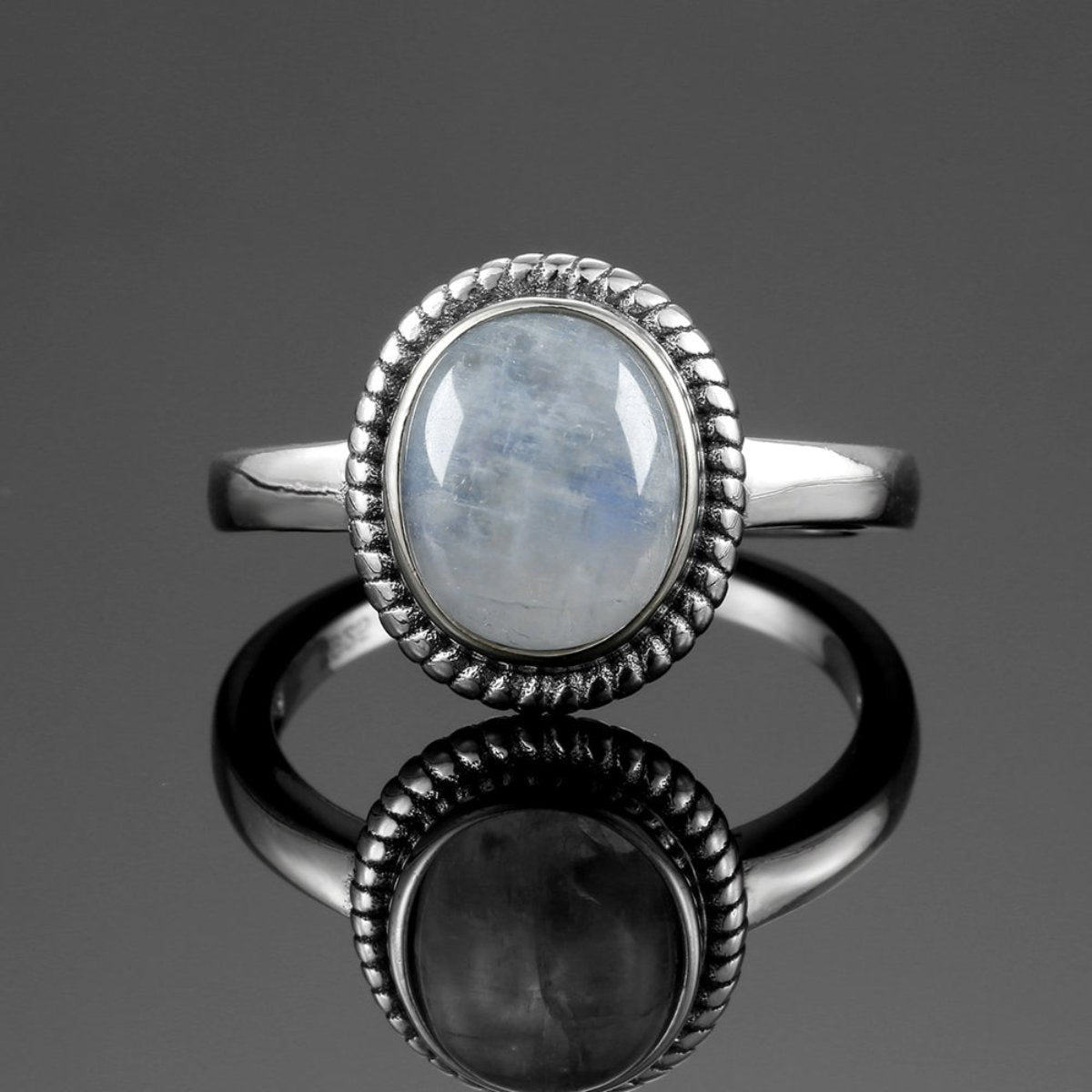 Natural Moonstone Silver Ring - Rings - Pretland | Spiritual Crystals & Jewelry