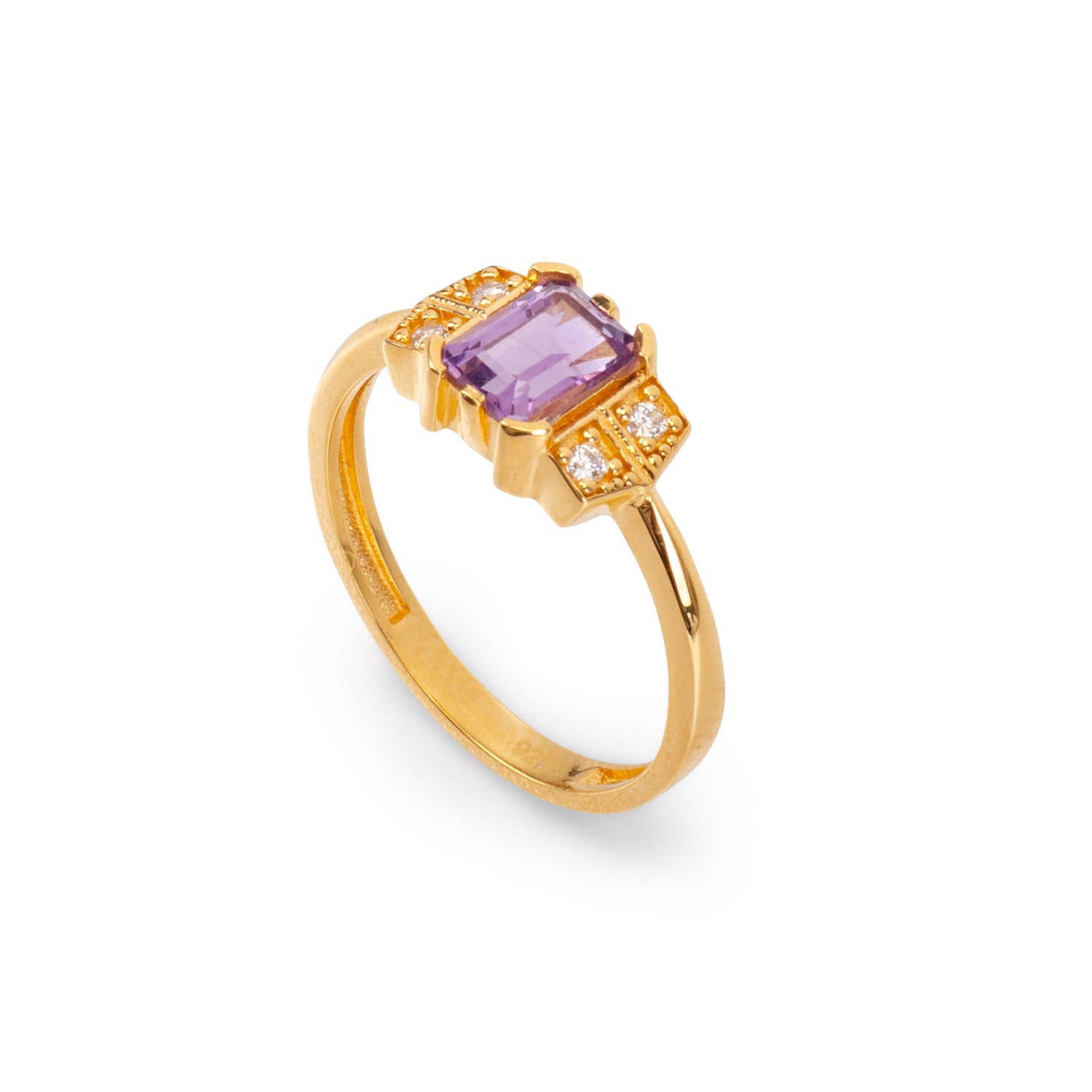 Deco Amethyst 24K Gold Ring - Gold Vermeil Ring - Pretland | Spiritual Crystals & Jewelry