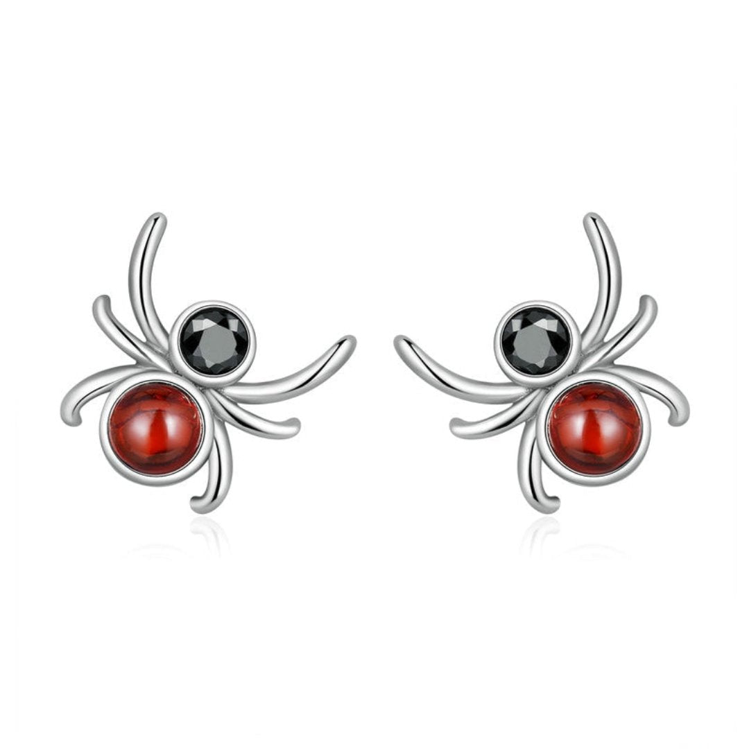 Black Red Spider Sterling Silver Earrings - Earrings - Pretland | Spiritual Crystals & Jewelry