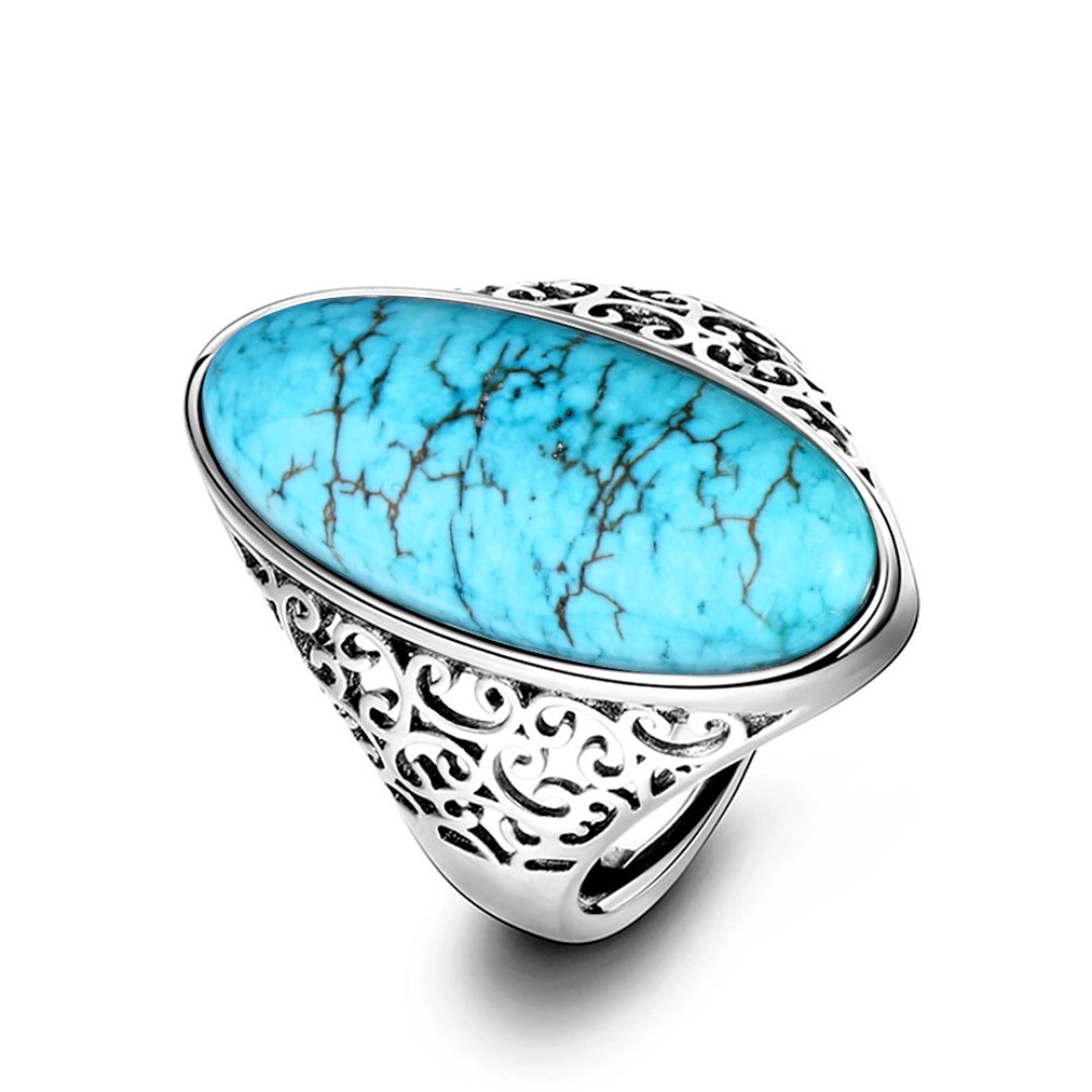Elegant Turquoise 925 Sterling Silver Ring - Rings - Pretland | Spiritual Crystals & Jewelry