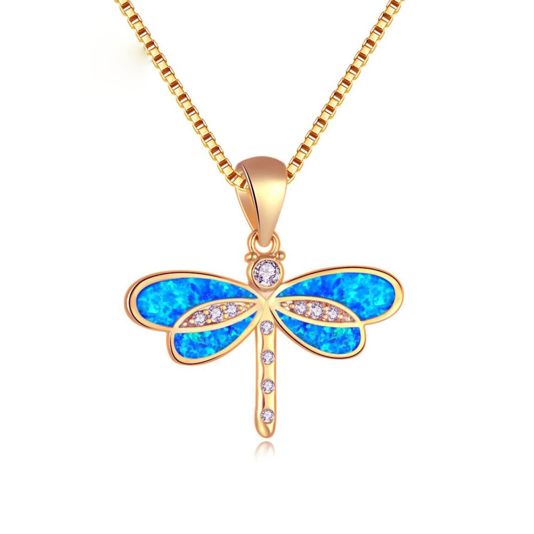 Spiritual Dragonfly Opal 925 Sterling Silver Pendant - Pendants - Pretland | Spiritual Crystals & Jewelry