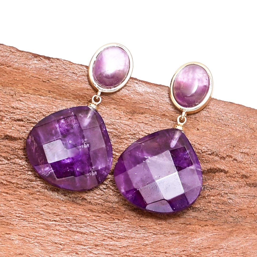 Spiritual Ethnic Amethyst Earrings - Earrings - Pretland | Spiritual Crystals & Jewelry