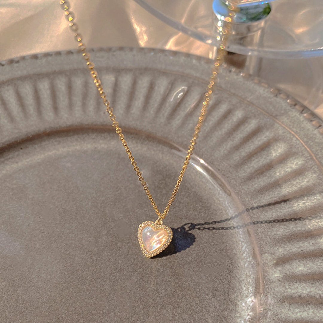 Enchanting Opal Heart 14K Gold Plated Necklace - Necklaces - Pretland | Spiritual Crystals & Jewelry