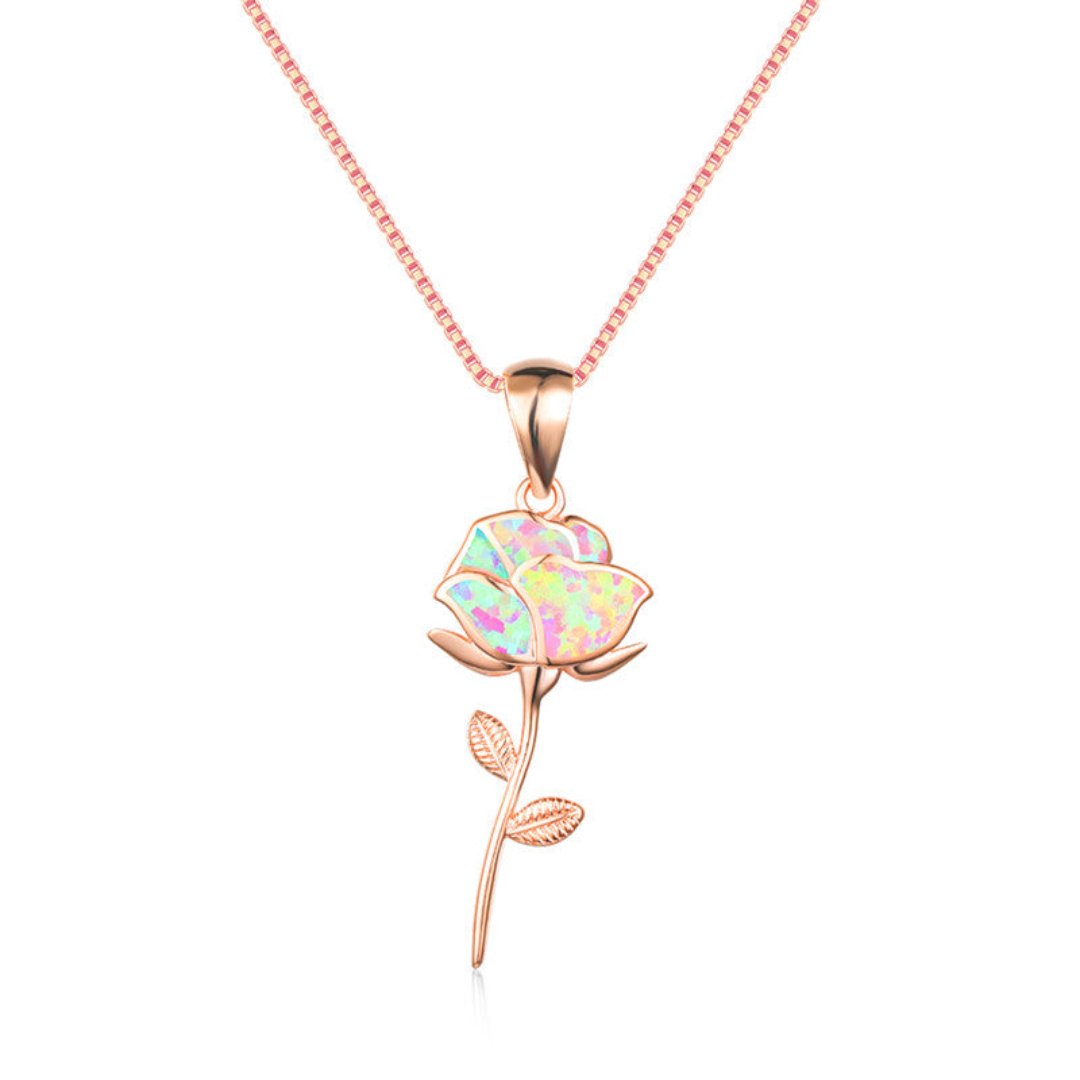 Flower White Opal 925 Sterling Silver Necklace - Necklaces - Pretland | Spiritual Crystals & Jewelry