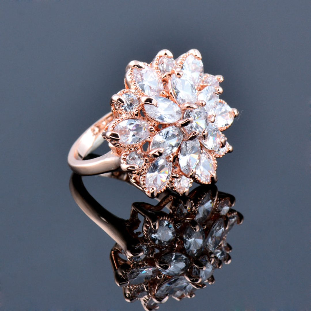 Luxury Zirconia Crystal Flower Ring - Ring - Pretland | Spiritual Crystals & Jewelry