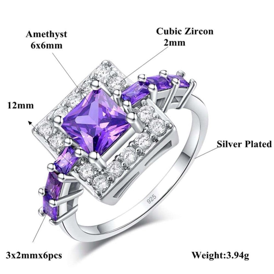 Amethyst Sterling Silver Ring - Rings - Pretland | Spiritual Crystals & Jewelry