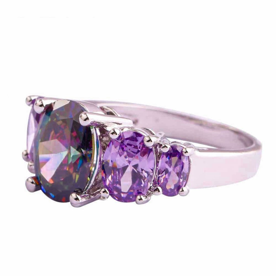 Amethyst & Topaz Silver Ring - Rings - Pretland | Spiritual Crystals & Jewelry