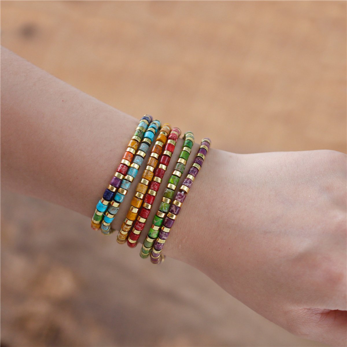 Ethnic Natural Stone Jaspers Beads Bracelet - Bracelets - Pretland | Spiritual Crystals & Jewelry
