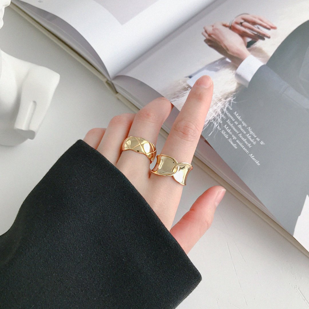 Kendra 925 Sterling Silver Adjustable Ring - Gold - Rings - Pretland | Spiritual Crystals & Jewelry