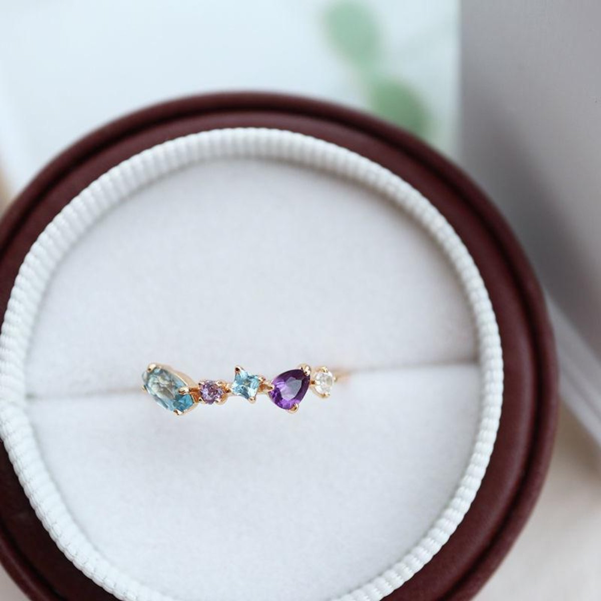 Elegant Amethyst & Sapphire Adjustable Ring - Rings - Pretland | Spiritual Crystals & Jewelry