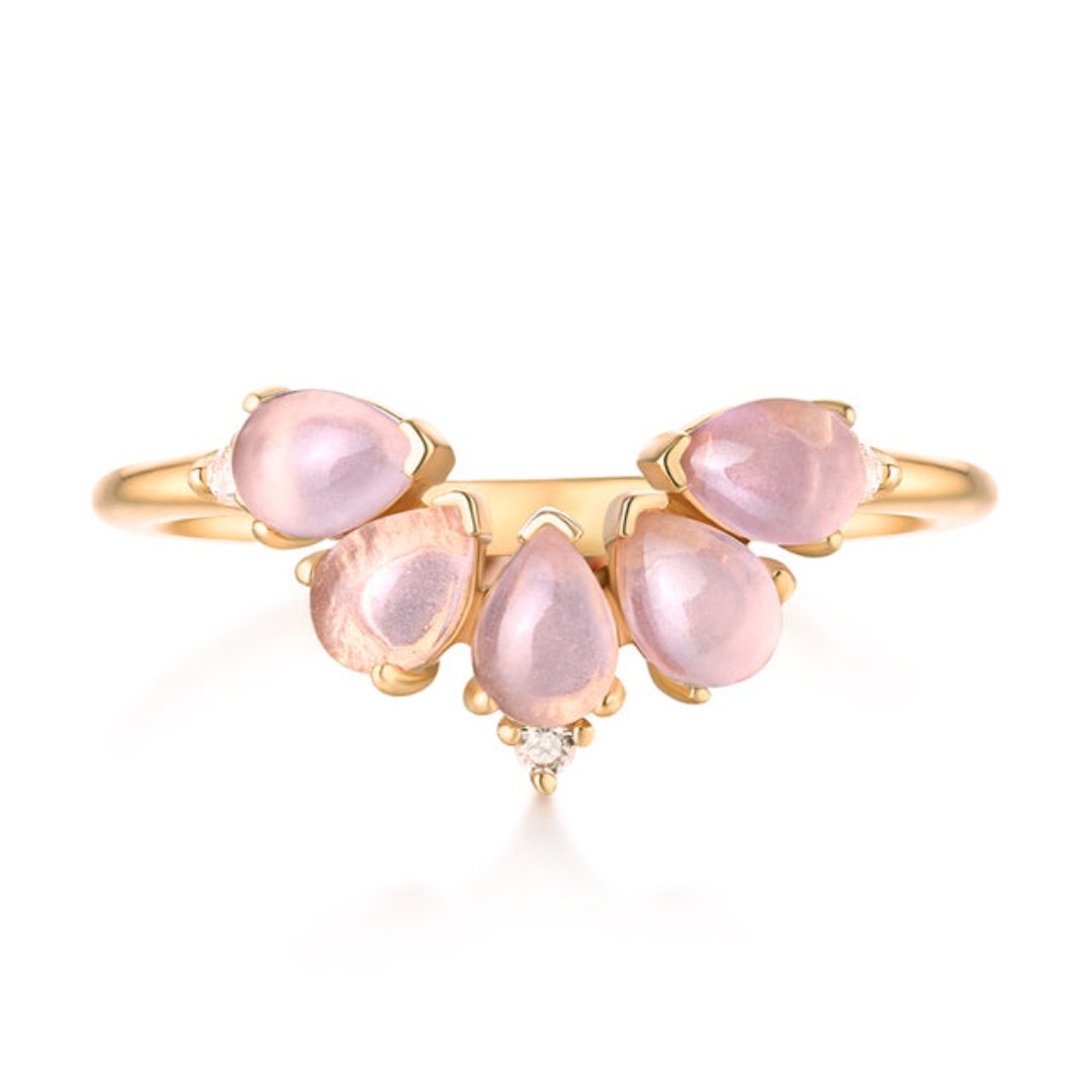 Natural Crystal 925 Sterling Silver Adjustable Ring - Rose Quartz - Rings - Pretland | Spiritual Crystals & Jewelry