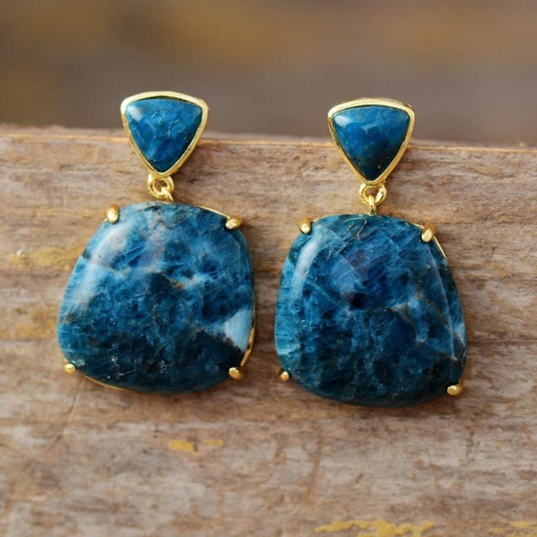 Spiritual Natural Apatite Stud Earrings - Earrings - Pretland | Spiritual Crystals & Jewelry