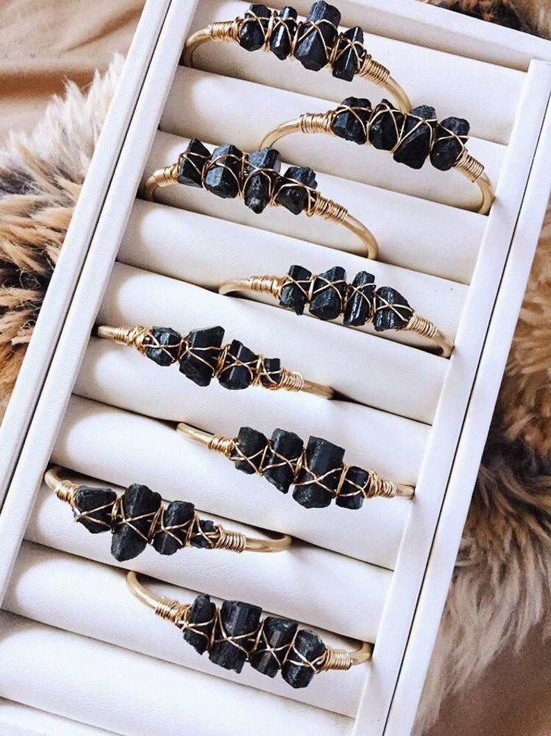 Spiritual Raw Black Tourmaline Bracelet - Bracelets - Pretland | Spiritual Crystals & Jewelry