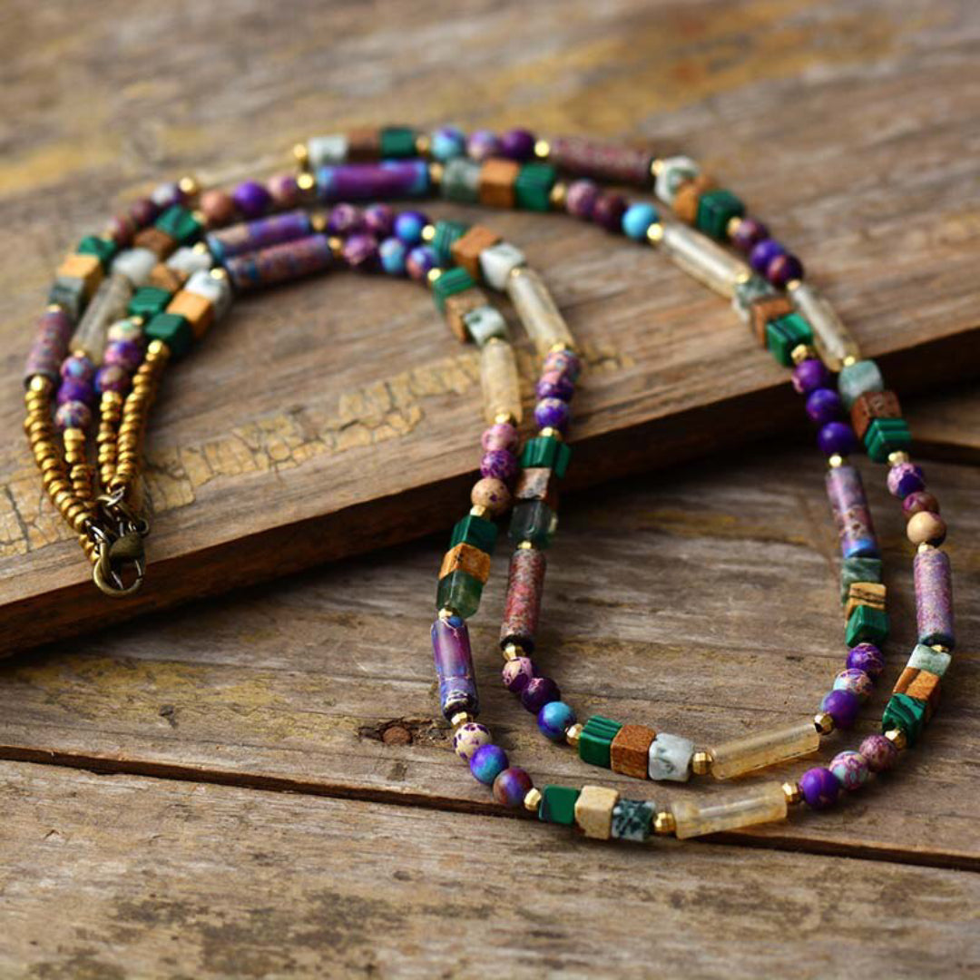 Bohemian Mix Stones Two Layers Necklace - Necklaces - Pretland | Spiritual Crystals & Jewelry
