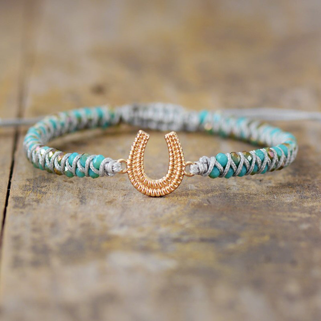 Lucky Horseshoe Blue Jasper Bracelet - Bracelets - Pretland | Spiritual Crystals & Jewelry