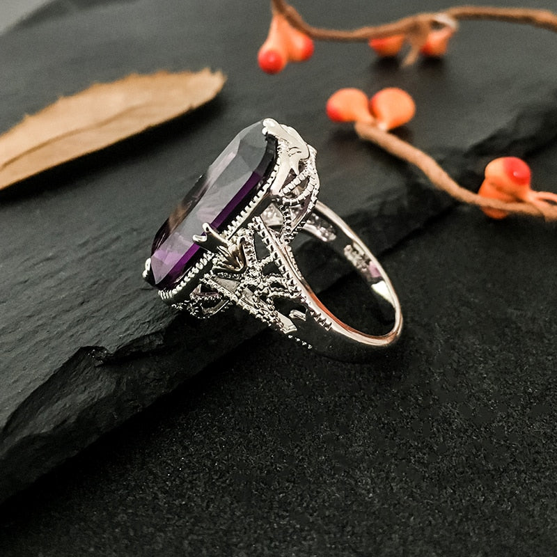 Stunning Amethyst Sterling Silver Ring - Rings - Pretland | Spiritual Crystals & Jewelry