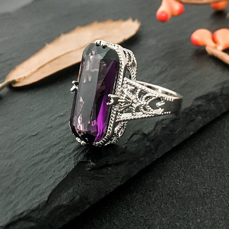 Stunning Amethyst Sterling Silver Ring - Rings - Pretland | Spiritual Crystals & Jewelry