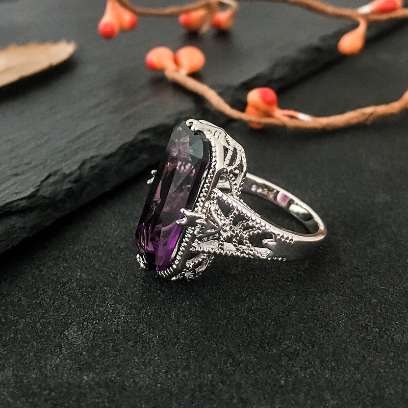 Stunning Amethyst Sterling Silver Ring - Rings - Pretland | Spiritual Crystals & Jewelry