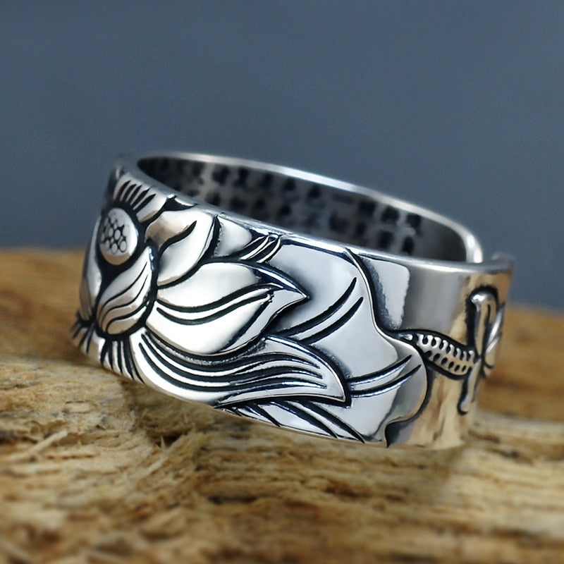 Spiritual 925 Sterling Silver Lotus Ring - Rings - Pretland | Spiritual Crystals & Jewelry
