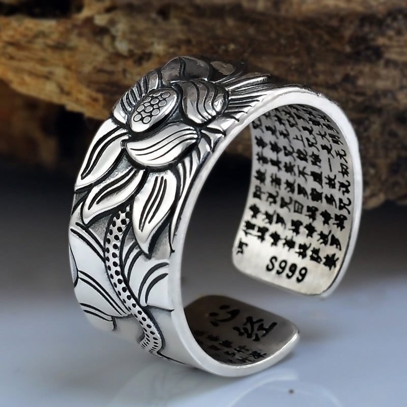 Spiritual 925 Sterling Silver Lotus Ring - Rings - Pretland | Spiritual Crystals & Jewelry