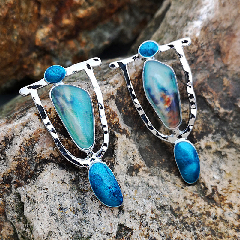 Ethnic Design Blue Earrings - Earrings - Pretland | Spiritual Crystals & Jewelry