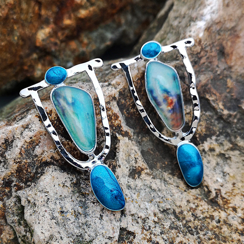 Ethnic Design Blue Earrings - Earrings - Pretland | Spiritual Crystals & Jewelry