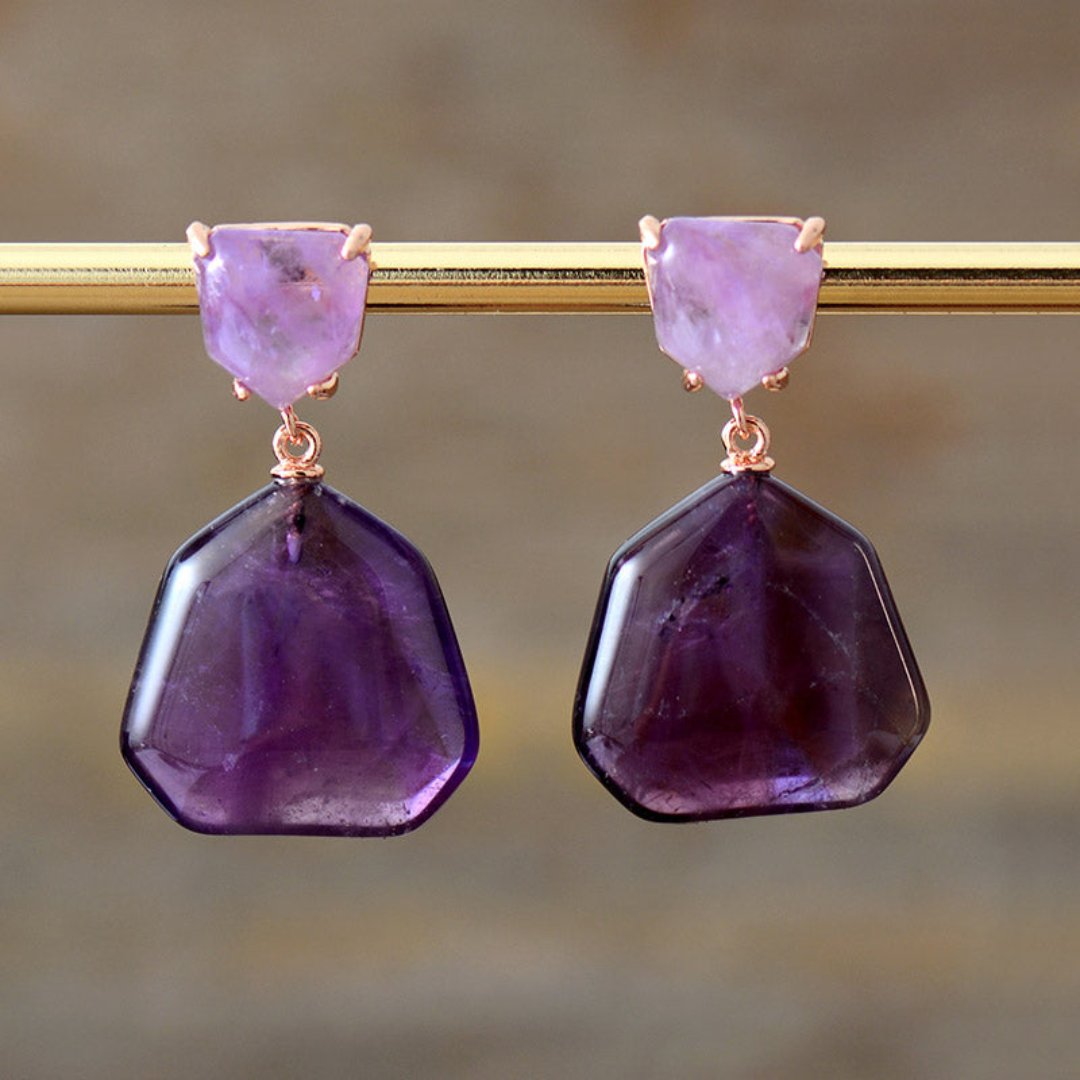 Trend Amethyst & Tiger Eye Earrings - Earrings - Pretland | Spiritual Crystals & Jewelry