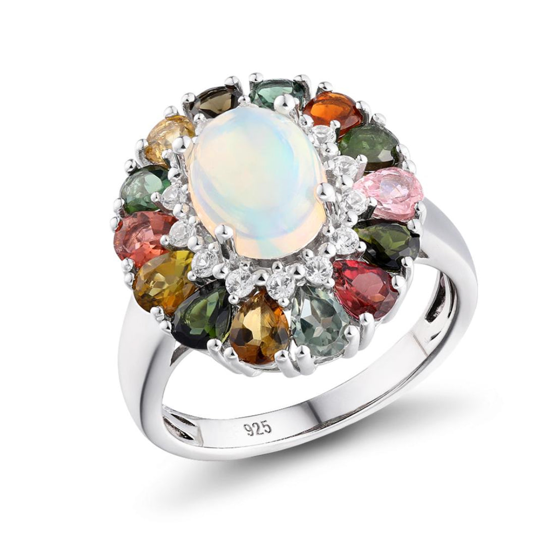 Conscious Oasis Tourmaline Opal Ring - Rings - Pretland | Spiritual Crystals & Jewelry