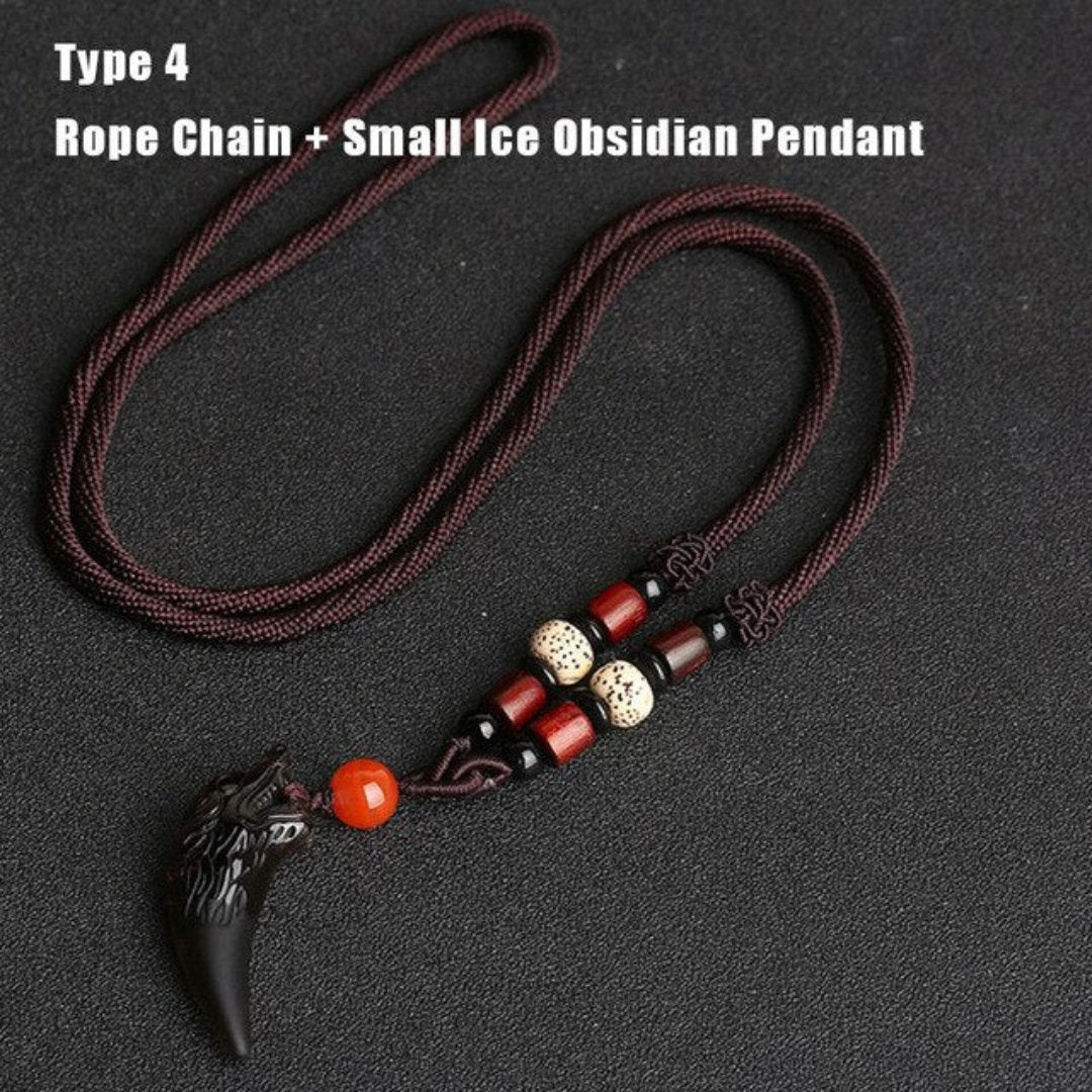 Wolf Courage Obsidian Necklace - Necklaces - Pretland | Spiritual Crystals & Jewelry