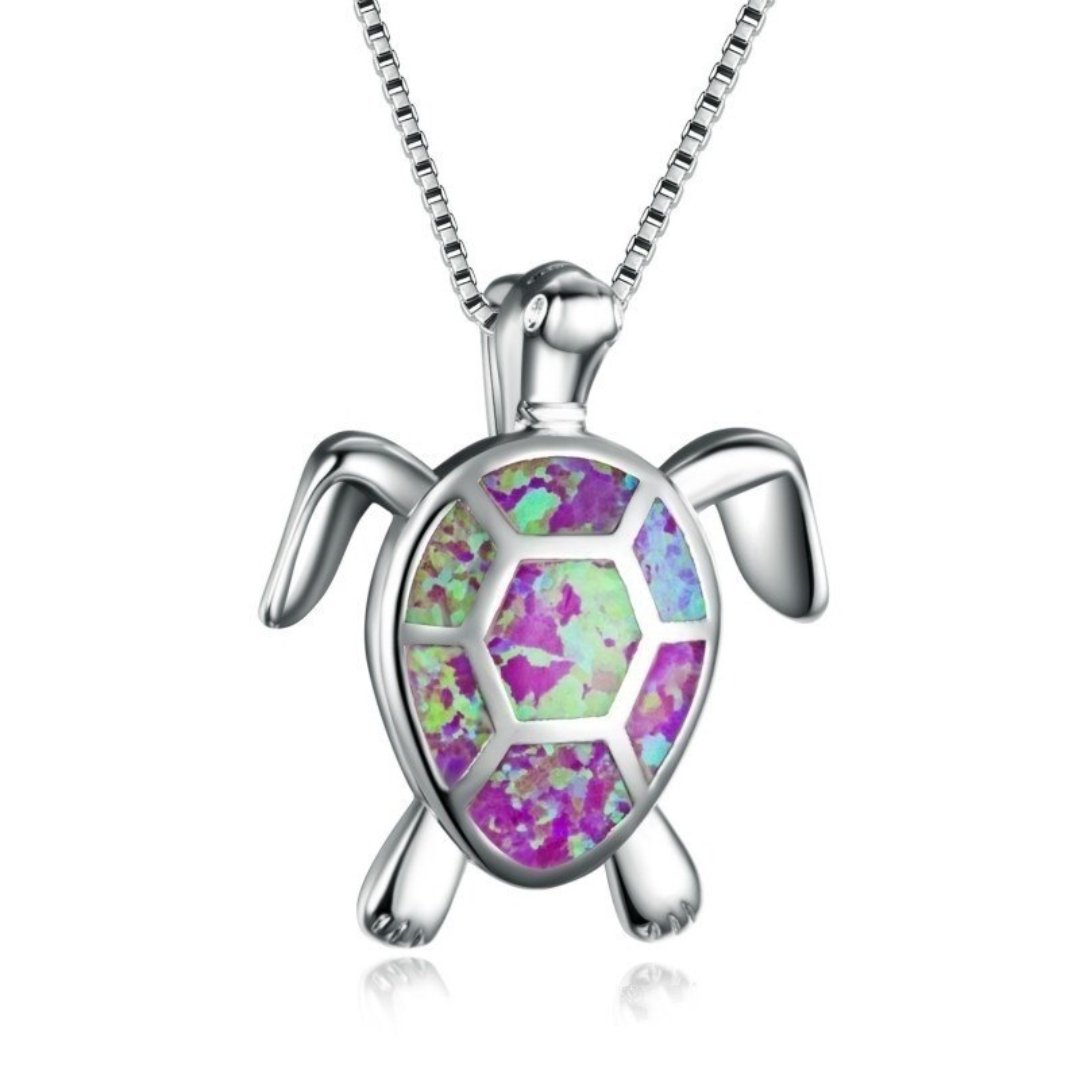 Spirit Turtle Opal Silver Necklace - Necklaces - Pretland | Spiritual Crystals & Jewelry