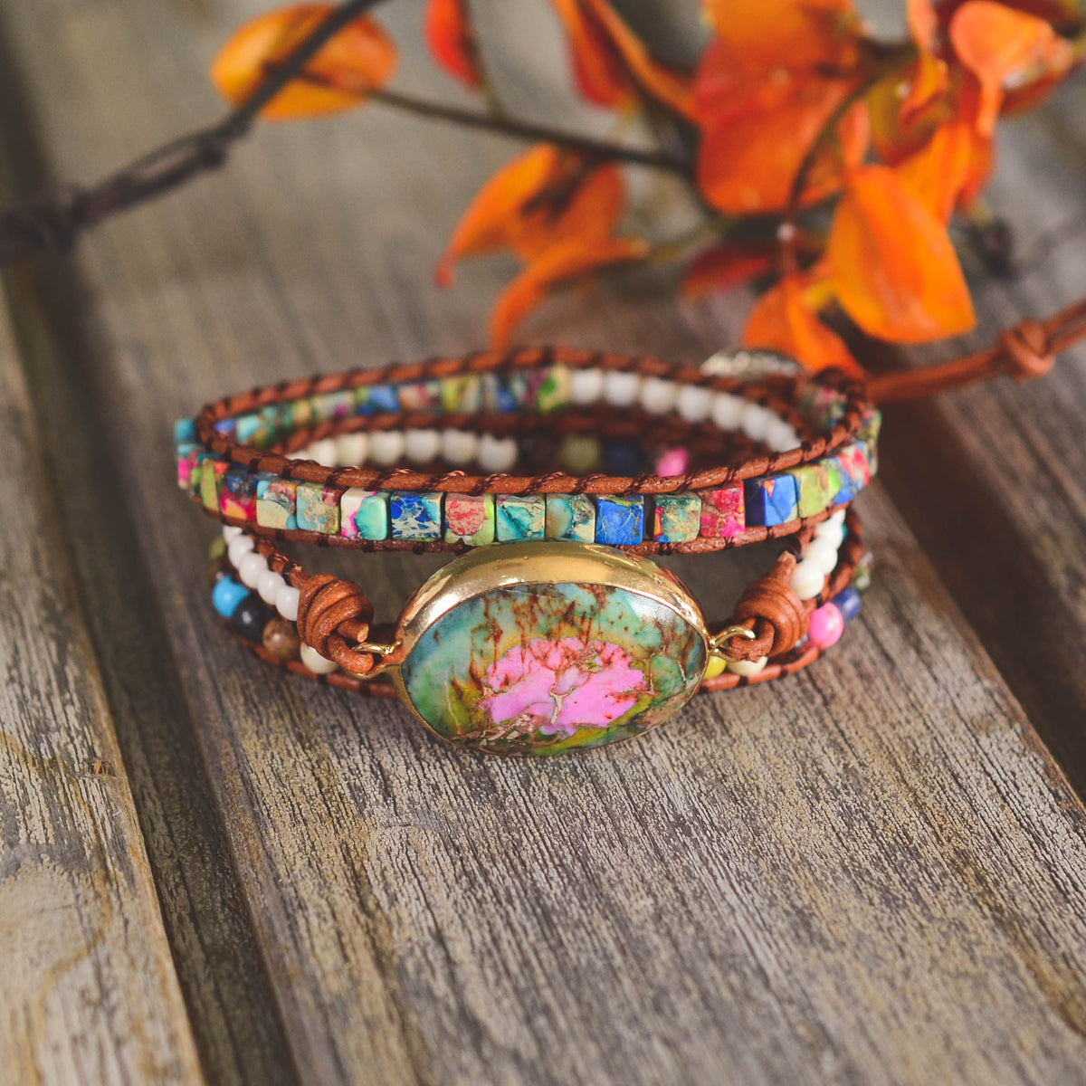 Icarus Jasper Chakra Bracelet - Wrap Bracelets - Pretland | Spiritual Crystals & Jewelry