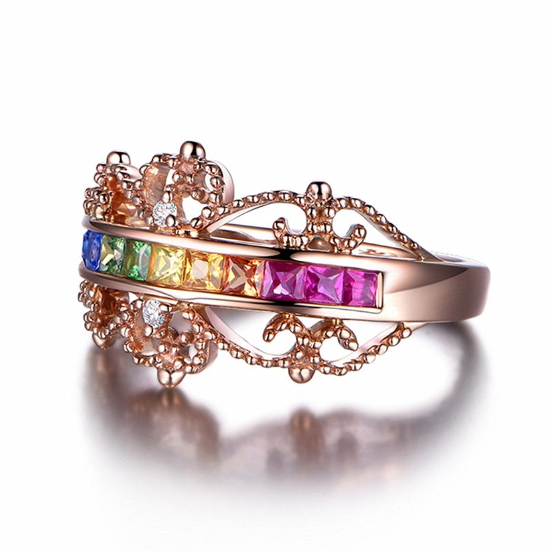 Rainbow Colorful Topaz 925 Silver Ring - Rings - Pretland | Spiritual Crystals & Jewelry