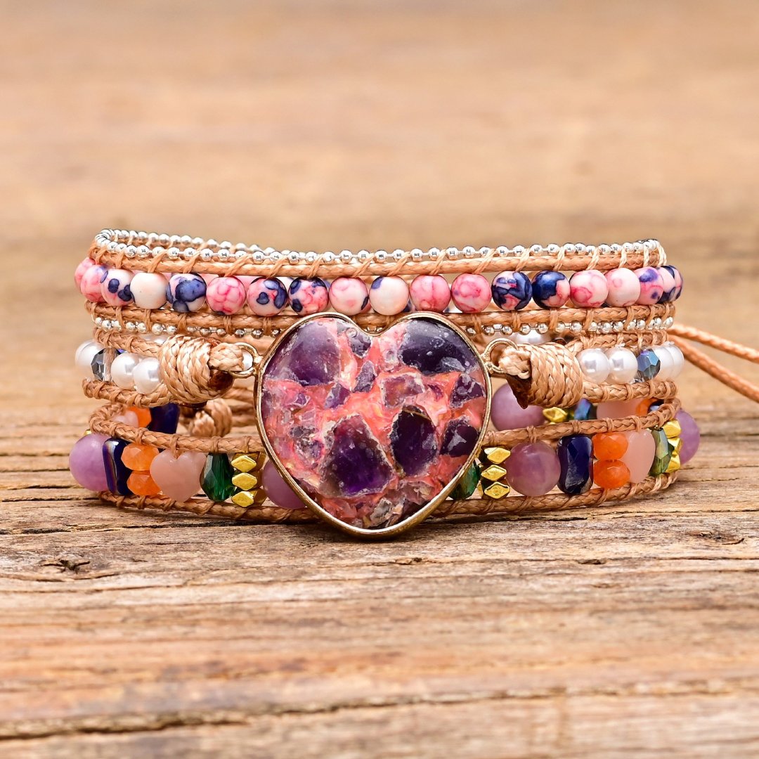 Romantic Mixed Color Calcite Wrap Bracelet - Bracelets - Pretland | Spiritual Crystals & Jewelry