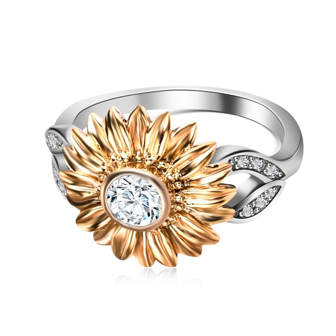 Sunflower Cubic Zirconia Ring - Rings - Pretland | Spiritual Crystals & Jewelry