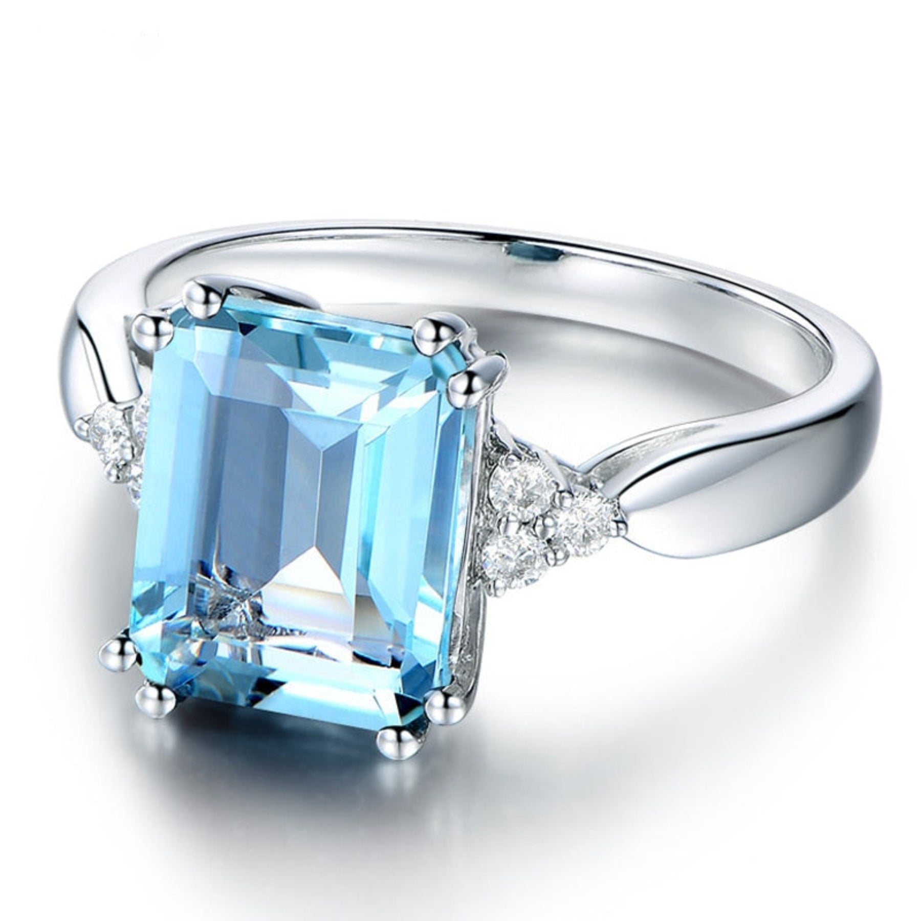 Chic Aquamarine 925 Sterling Silver Ring - Rings - Pretland | Spiritual Crystals & Jewelry