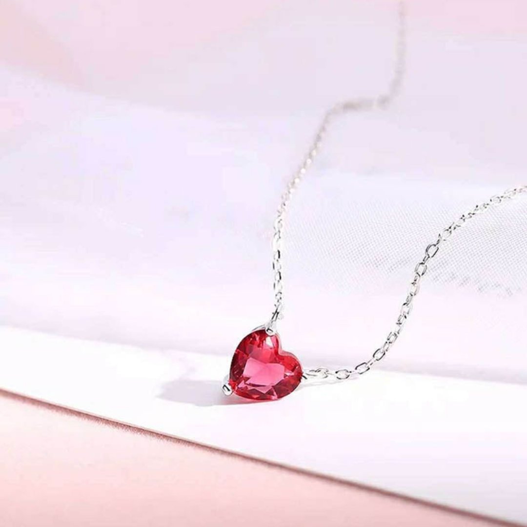 Heart Shape Garnet 925 Sterling Silver Necklace - Necklaces - Pretland | Spiritual Crystals & Jewelry