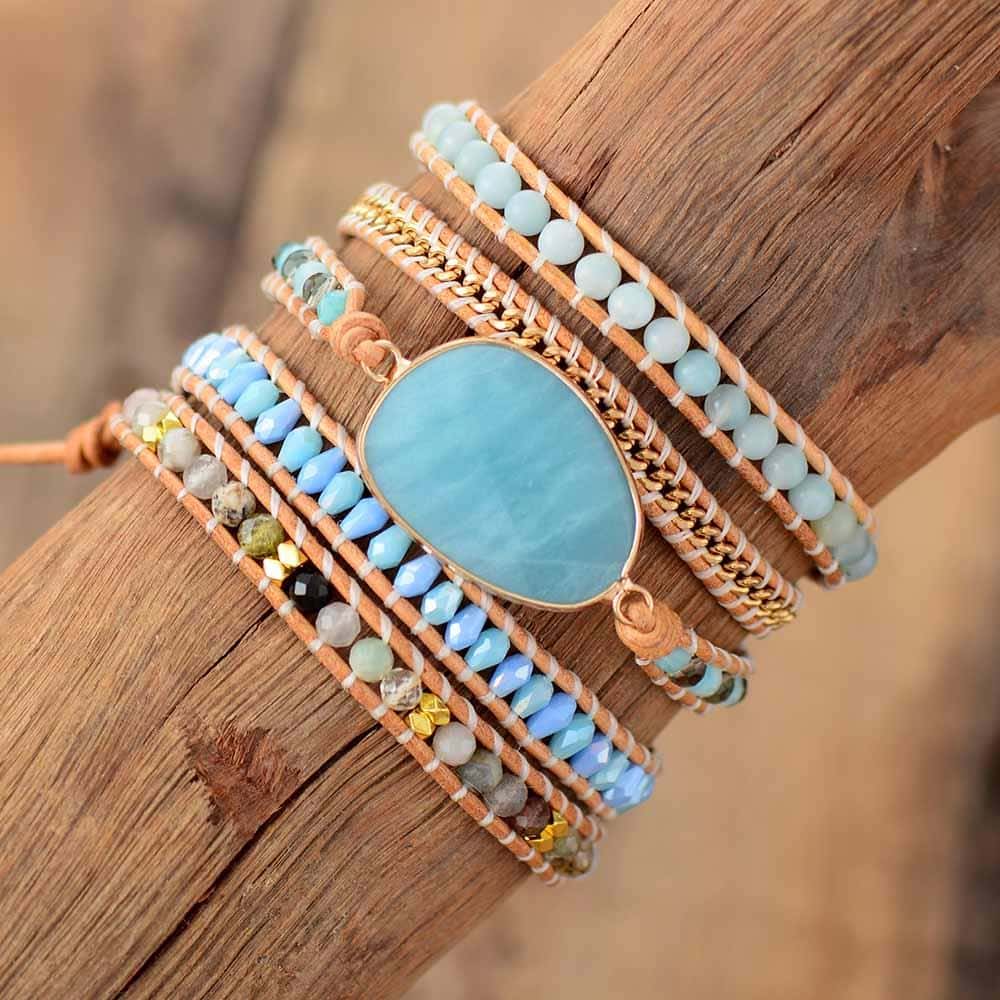 Exclusive Amazonite Wrap Bracelet - Wrap Bracelets - Pretland | Spiritual Crystals & Jewelry