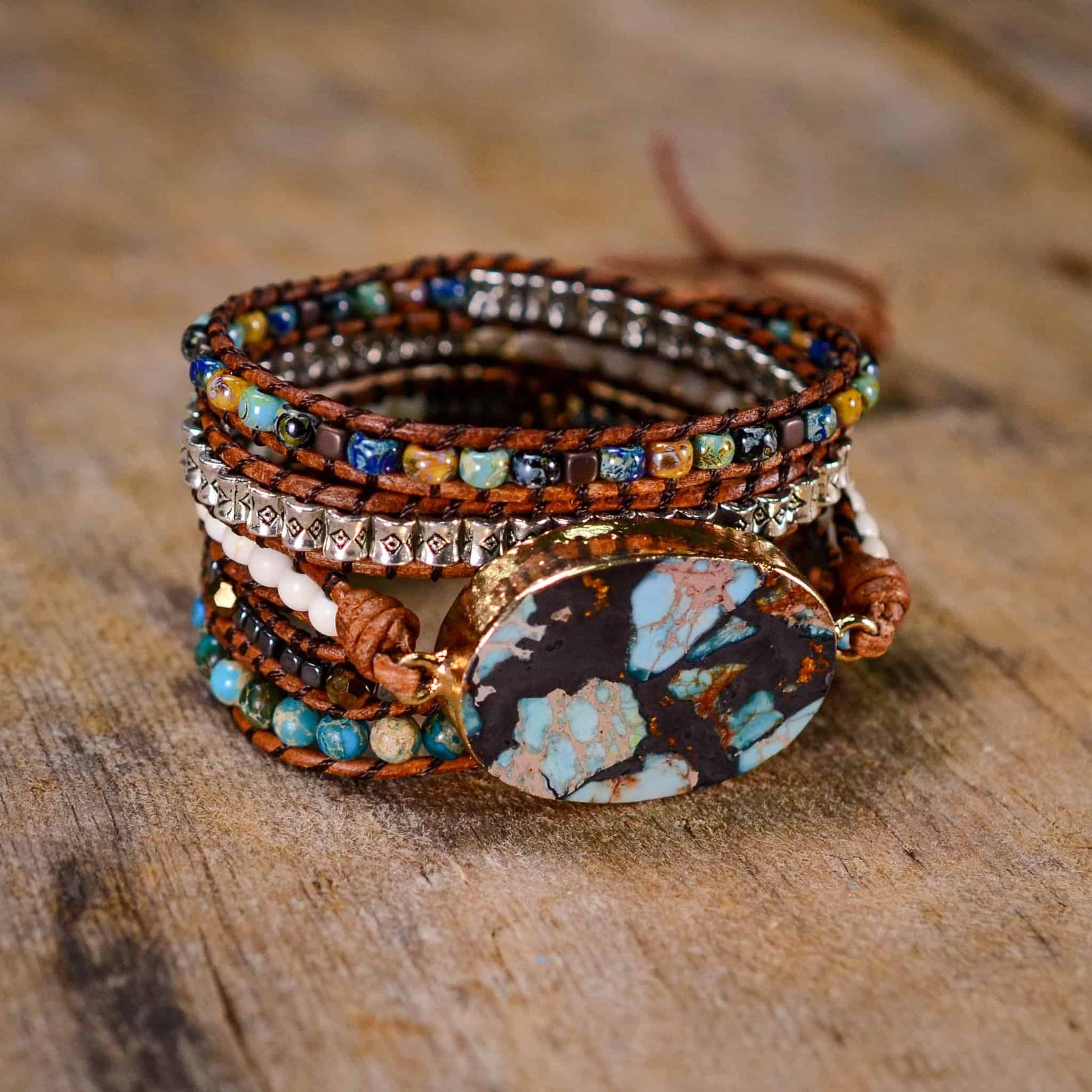 Conquer Healing Emperor Jasper Bracelet - Wrap Bracelets - Pretland | Spiritual Crystals & Jewelry