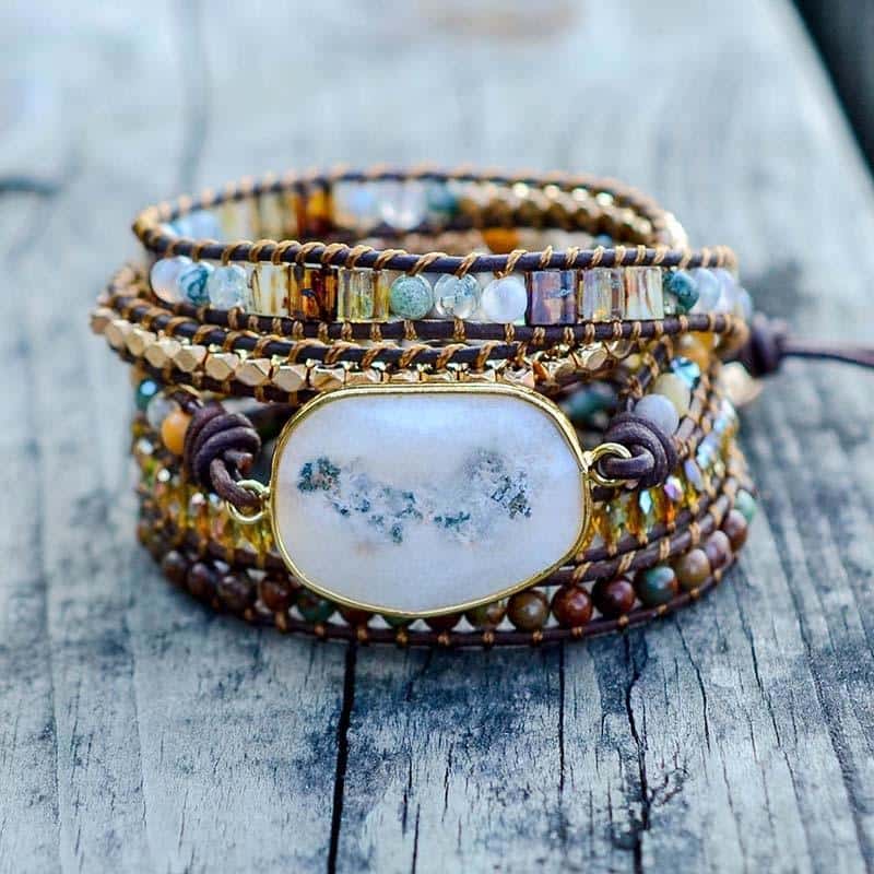 Diana Moonlight Agate Wrap Bracelet - Wrap Bracelets - Pretland | Spiritual Crystals & Jewelry