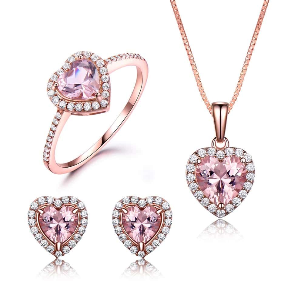 Elegant Morganite Sterling Silver Set - Bundles - Pretland | Spiritual Crystals & Jewelry