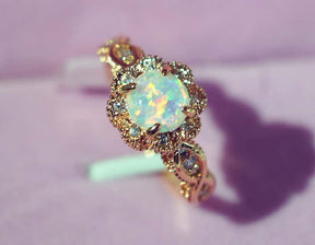 Flower Zirconia Opal Ring - Rings - Pretland | Spiritual Crystals & Jewelry