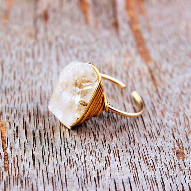 Spiritual Raw Quartz Boho Ring - Big/Gold - Rings - Pretland | Spiritual Crystals & Jewelry